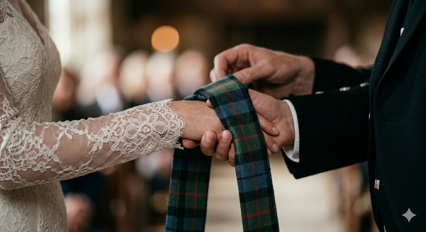 Handfasting at Scottish wedding